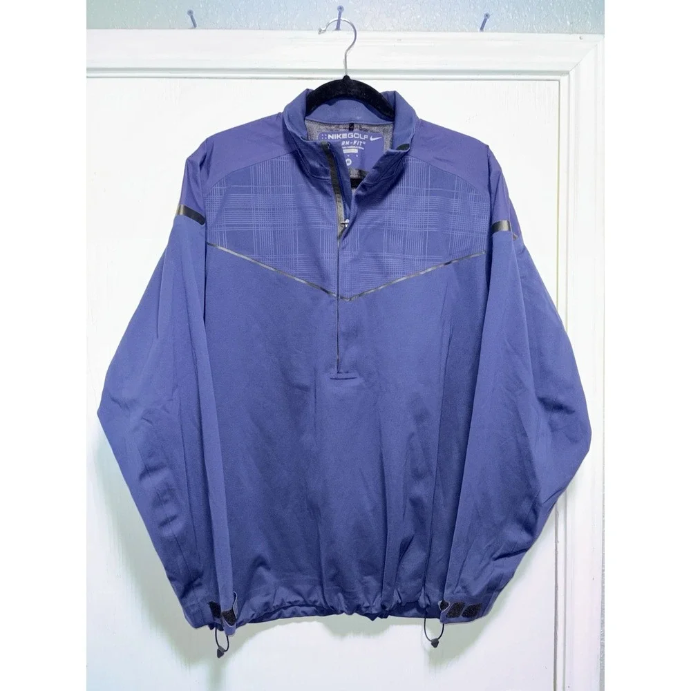 NIKE GOLF STORM-FIT 10 WATERPROOF 1/4 ZIP Blue JACKET Medium 416273-440
